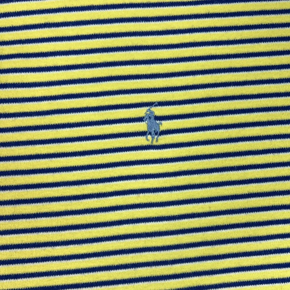 Polo Ralph Lauren Polo Shirt Men XL Yellow Stripe Cotton Pony Logo Casual Preppy